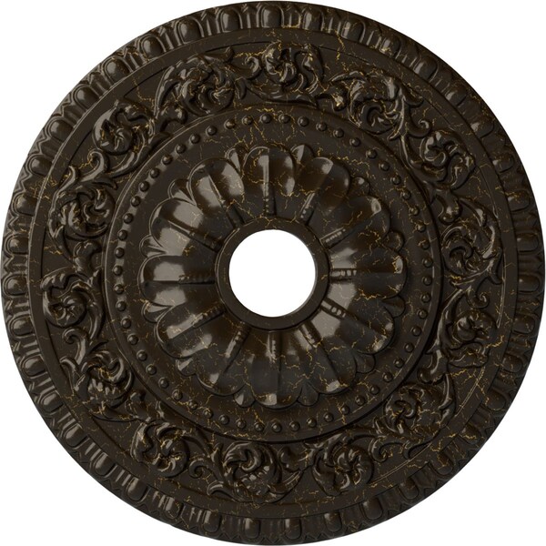 Ekena Millwork Vaduz Medallion (Canopies up to 3 1/2"), 23 1/2"OD x 3 1/2"ID x 2 1/8"P, Stone Hearth Crackle CM23VASHC - main